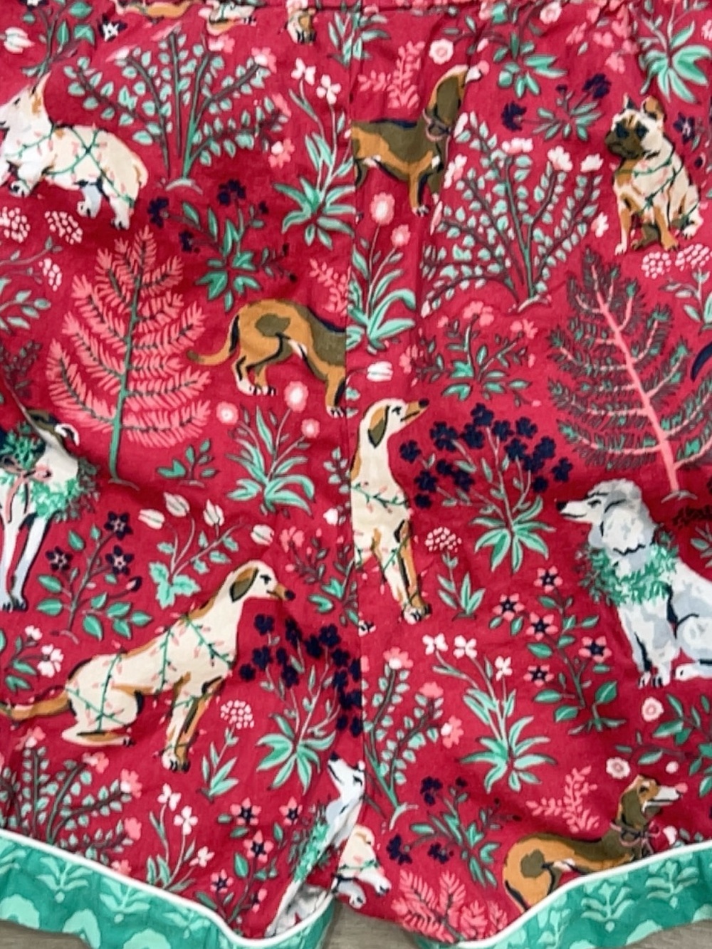 Printfresh Womens XL Red Green Dog Print Organic Cotton Pajama Sleep Shorts - Picture 7 of 13